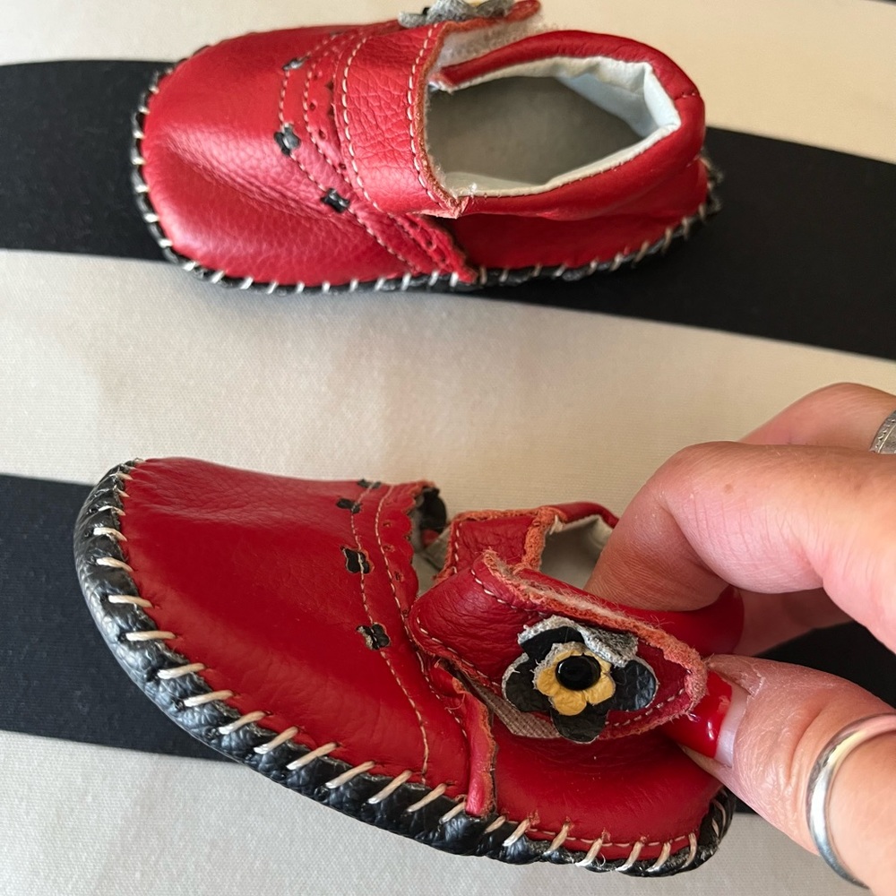 Puddle jumper brand baby shoes red/black